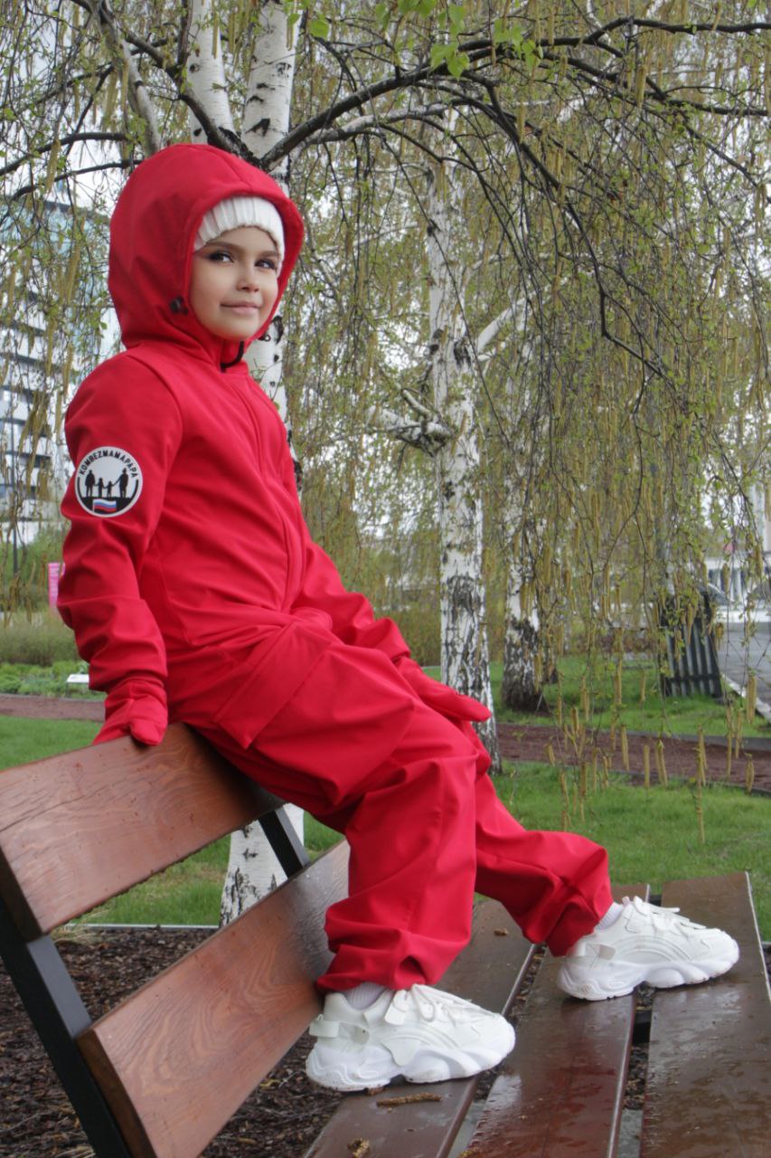 Детский комбинезон Форсаж softshell  модель спорт красный