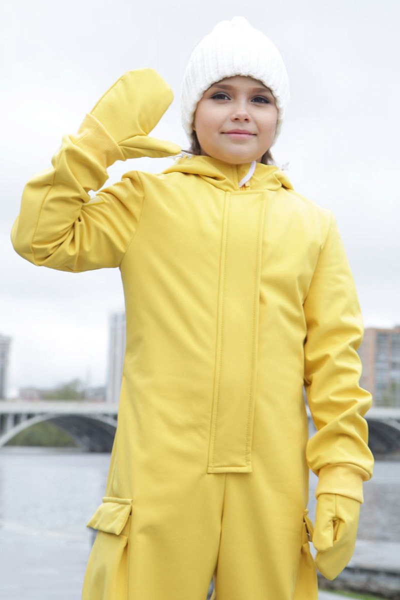 Детский комбинезон ВитаминD softshell модель спорт цвет желтый